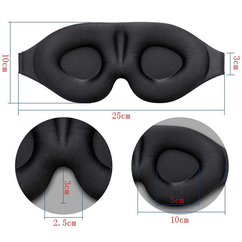 3D Three-Dimensional Sleep Eye Mask Memory Foam Black Blackout Breathable Eye Protection.