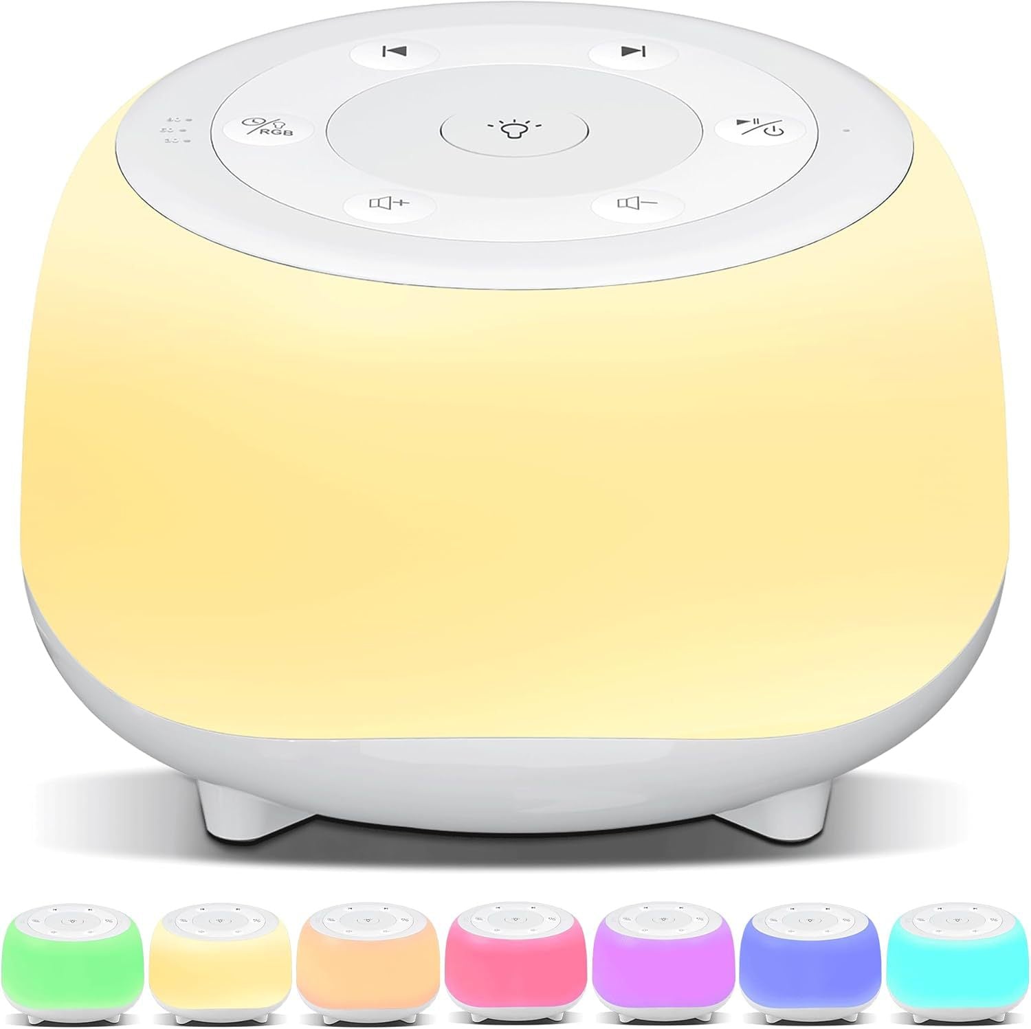 Portable Sound Machine with White Noise, Night Light, and Speaker for Baby's Soothing Sleep.